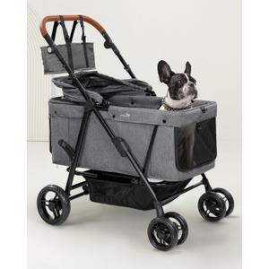 Dog Stroller for Large & Medium Dogs (20-132 lbs), Pet Stroller for 2 Small Dogs, Extra Large Heavy Duty, Foldable & Ventilated, Grey