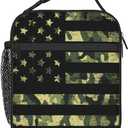 Camouflage American Flag Lunch Box - Camo Insulated Lunch Bags for Women/Men/Girls/Boys Detachable Handle Lunchbox Meal Tote Bag