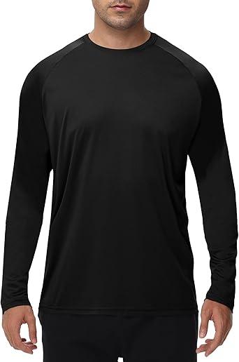 Men's Shirts Long Sleeve,  Fishing Hiking Running Workout T-Shirt, Black, Size XL