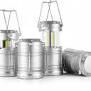 Lichamp LED Camping Lantern, 4 Pack Battery Powered Flashlight for Power Outages, Portable Collapsible Hanging Light Essential for Home, Outdoor, Emergency Lamp Survival Kit Gear for Hurricane, B4SL (Silver)