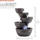 Alpine Corporation WIN1138 13" Indoor Tabletop Tiering Bowls Water Fountain with LED Lights Cascading Water Feature for Home, Office, Meditation, and Relaxation, Dark Gray