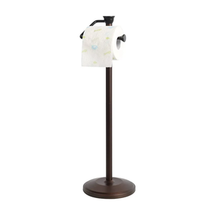 ZCCZ Toilet Paper Holder Stand, Freestanding Tissue Roll Dispenser with Reserve Storage, Bathroom Organizer for 5 Mega Rolls, Oil Rubbed Bronze Finish, Space-Saving Design for Modern Home Décor