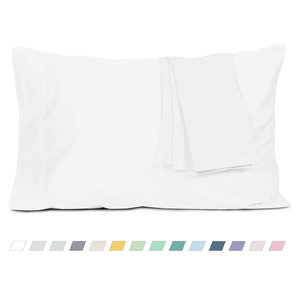 HOMTEC Pillow Cases, Standard Queen Size Cotton Percale Weave Pillowcases, Pre-Shrunk Breathable and Hypoallergenic Pillowcases, Set of 2 (2 Piece Standard/Queen 20 Inch x 30 Inch, White