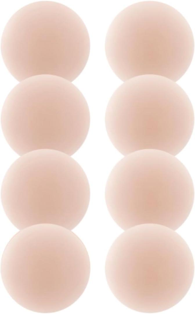 MUQU Nipple Covers Breast - No Show Pasties Reusable Women Sticky Seamless Silicone Breast Covers 4 Pairs Petals (Beige (8round))