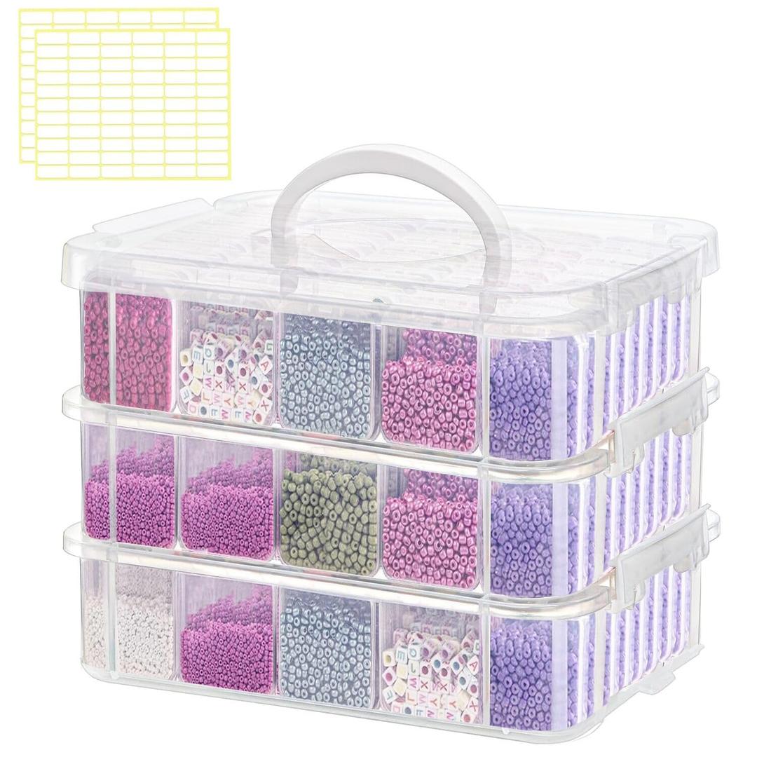 120pcs Bead Storagebead organizer boxes,3-Tier bead organizer boxes and craft storage boxes,Bead storage Stackable portable box,DIY Jewelry Craft Nails, Bracelets, Jewelry, (120pcs 2.09 x 1.57 x 0.8)