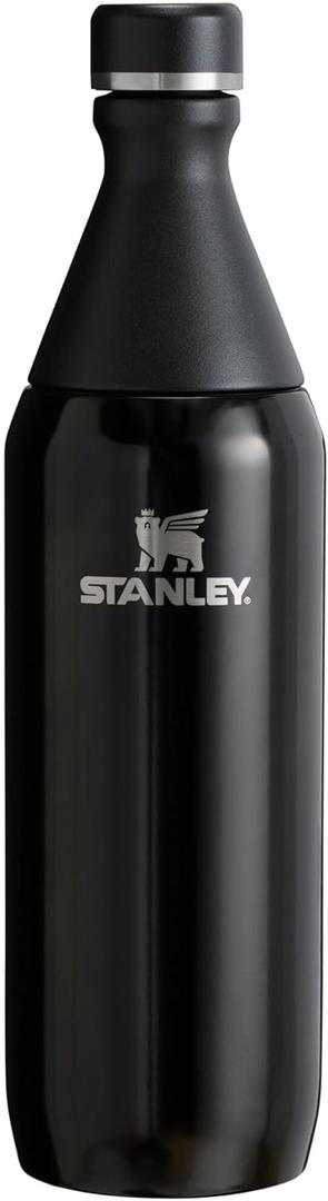 STANLEY All Day Slim Bottle 20-34 OZ | Twist off Lid with Leakproof Seal | Slim Design for Travel & Gym | Insulated Stainless Steel | BPA-Free (Black Gloss)