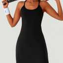 Womens Tennis Dress Athletic Dress with Built-in Shorts Pockets-Golf Workout Adjustable Straps Summer for Women Outfits (Black, L)