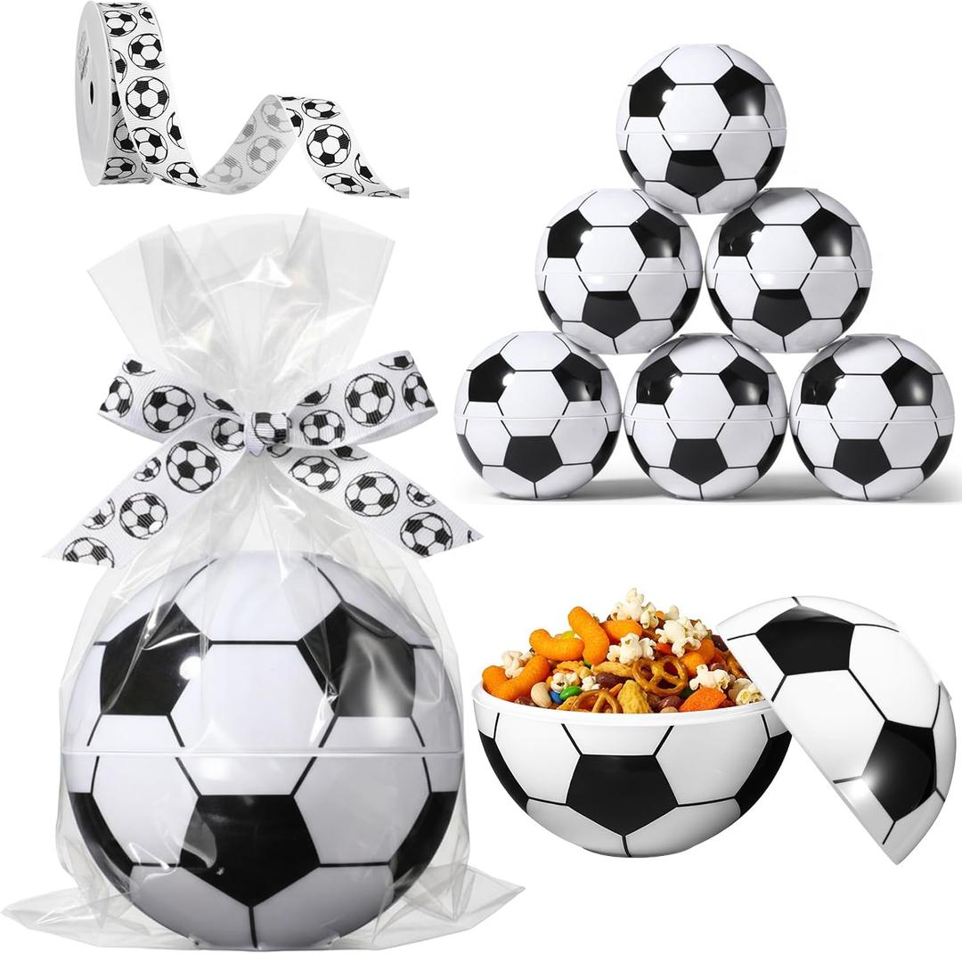 8 Pcs Soccer Candy Bowls Soccer Ball Party Favors Football Treat Containers Reusable Football Tableware Candy Bowl Fruit Holder for Sports Birthday Party Supplies Team Celebrations