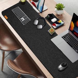 59’’x15.75” Large Felt Desk Mat, Computer Mat for Desk, Non-Slip Mouse Pad, Office Supplies Desk Protector, Desk Accessories for Home and Office (Dark Gray)