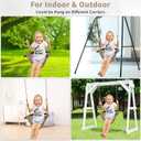 Hi-Na Tree Swing for Kids, Adjustable Toddler Rope Swing Seat with Snap Hooks and Straps, 440 lbs Capacity, Swingset Accessories for Indoor Porch Doorway Outdoor Playground Backyard (Khaki)