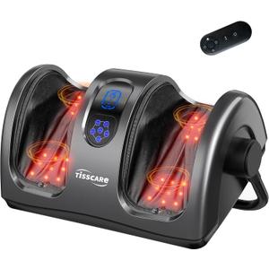 TISSCARE Foot Massager with Heat, Shiatsu Foot Massager for Plantar Fasciitis, Neuropathy, Circulation and Pain Relief, Remote Control, Deep Kneading, Gifts for Women Men Mom Dad (Dark Gray)