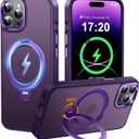 360 Spin Magnetic Stander for iPhone 14 pro Case [Compatible with Magnetic] [Built-in Kickstand] Mil-Grade Protective, Matte Non-Slip for iPhone 14 pro Phone Case(Purple)