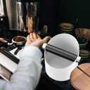 Reallnaive Espresso Knock Box with Walnut Lid for Coffee Grounds, Espresso Machine Accessory, Easy Disposal of Coffee Pucks, Removable Knock Bar(White,Round)