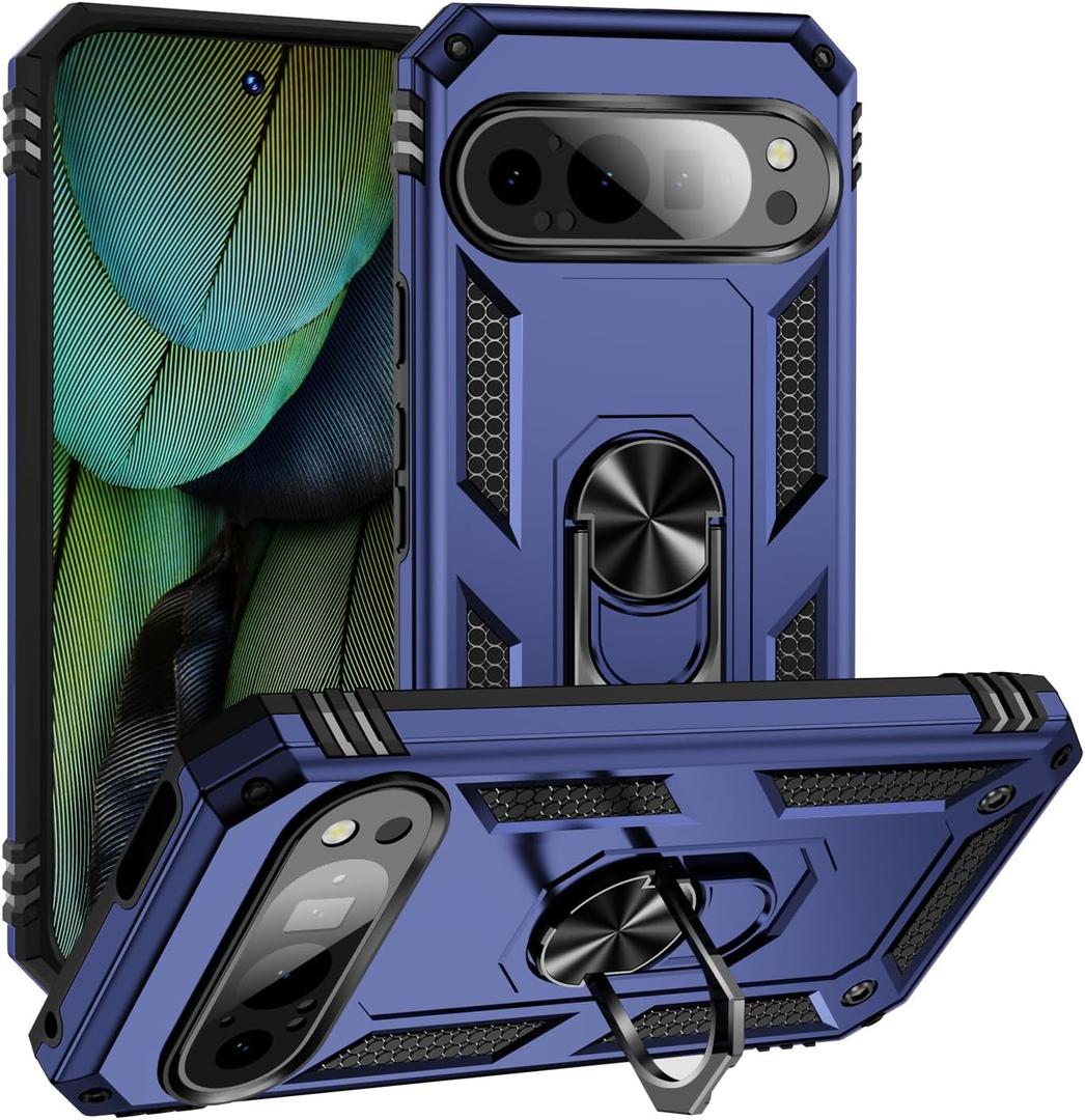 Korecase for Google 9 Pro XL Phone Case with Ring Stand,[Full Body Military Grade Heavy Duty Phone Cover] Shockproof Protective Phone Case for Pixel 9 Pro XL Case Blue