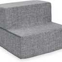 Best Pet Supplies Dog Stairs & Steps - Foam Steps for Small Dogs & Cats, Non-Slip Indoor Balanced Pet Step Support, Dog Ramp, No Assembly, Ash Gray Linen, Foldable 2-Step (12-inch Height)