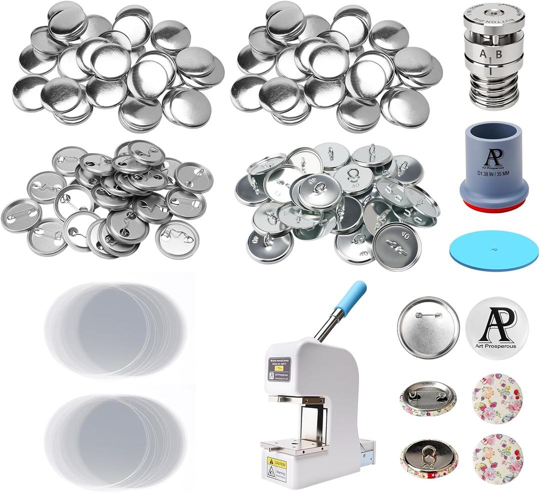 25mm Badge & Button Maker Kit - Metal Mold Set with 35mm Circle Cutter, 25pcs Badge + 25pcs Sewing Button, No Press Included, Must Be Used with a Press