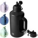 BOTTLE BOTTLE Insulated Water Bottle 64 oz with Straw and Dual-use Lid Half Gallon Jug for Men with Handle Vacuum Stainless Steel water bottle for Workout and Sports black