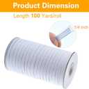 Coopay 100 Yards Length 1/4" Width Elastic Bands Flat Elastic Cord Rope Heavy Stretch Spool Knit for Sewing DIY Projects, Arts & Crafts (White, 1/4 Inch)