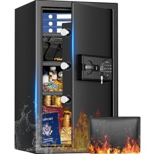 6.2 Cuft Large Home Safes Water and Fireproof with Digital Keypad & Key Lock, Fire Security Safe Box with 3 Removable Shelves, Fireproof Safes for Money Documents Jewelry, 27.56"H x13.78"W x 11.81"D