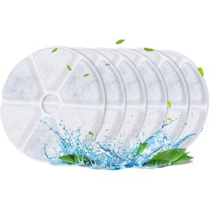 BOORCA Cat Water Fountain Filters, 6 Pieces Triple Filtration System Replacement Filter Fit for 84oz/2.5L Cat Pet Fountain, 6 Filtration System and 2 Pre-Filter Sponges