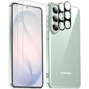 SPIDERCASE Designed for Samsung Galaxy S26 Case, [10 FT Military Grade Drop Protection], 2 Pack [Tempered Glass Screen Protector+Camera Lens Protector] Heavy Duty Shockproof Case,Clear