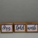 Laundry Room Decor for Wall Farmhouse Signs Set of 4 Wash Dry Fold Put Away Rustic Decor for Laundry Room Shelf Laundry Wall Decor with Wood Frame Decorative Room Sign 8''x 8'' (Black & Brown)