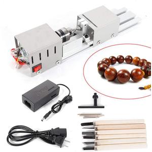 Mini Lathe Wood Lathe Machine Diy Machining for Table Woodworking Wood DIY Tool Lathe Standard Set (Silver)