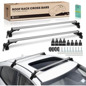 YHTAUTO 165LBS 48" Upgraded Universal Roof Rack Cross Bars with 3 Pair of Mounting Clamps - Fit Vehicle W/Naked Roof - T6063 Aluminum Window Frame CrossBars Anti-Rust for Roof Width Less Than 47.24"