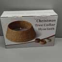 28in Christmas Tree Collar - Woven Hyacinth Tree Collars for Artificial Trees - Rattan Rustic Farmhouse Basket for Tree Base Cover with Cord Cut-Out for 6ft 7.5ft Tree (Brown)