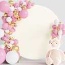 Wokceer 5FT Round Backdrop Cover Round Arch Covers Ivory Spandex Circle Balloon Arch Backdrop Cover for Wedding Birthday Party Baby Bridal Shower Decor