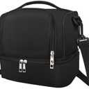 Ymoilaky Lunch Box Lunch Bag for Women Men Reusable Insulated Lunch Bag Women Lunch Cooler Tote Bags with Adjustable Shoulder Strap for Office Work Picnic Travel, Black
