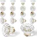 Crystal Vintage Cabinet Knobs Cabinets Knob, 16 Pack Flower Glass Brushed Nickel Clear Crystals Small Pull for Closet Dresser Drawers Cupboard Wardrobe, Solid Retro Pulls Old Fashioned Drawer Handle