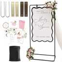 Wedding Welcome Sign Stand, Welcome to our Wedding Sign Holder, Black Easel Stand for Sign Poster With Design Bundle & Ground Stakes & Leather Sign Hanging Straps, Linen Sign Stand for Wedding Decor