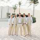 Furuyal Men Linen Casual Suit Summer Beach Wedding Suits Groomsmen Attire Prom Tuxedos Formal Outfit Vest+Pant Light Gray-XXL