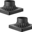 Emliviar Outdoor Post Light Mounting Bases 2 Pack - Cast Aluminum Pier Mount Base Adapter in Black Finish, 20069-2PK BK