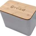 Premium Present White Large Bread Box with Bamboo Lid – Kitchen Storage Bin, Breadbox Basket, Countertop Organizer, Tin Container – Stylish Kitchen Decor