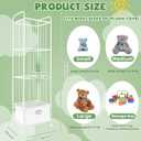 Stuffed Animal Storage, Metal Stuff Animals Zoo Holder with Fabric Drawer and Wheels Tall Vertical Plushies Toy Organizer Plush Storage Cage with Elastic Band for Nursery Playroom Corner
