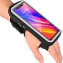 Wristband Phone Holder for Running, Forearm Armbands, Running Armband with Card Slot for iPhone Pro Max Plus (16/15/14/13/12/11/X/XR), for Galaxy S24/S10, Cell Phone Holder Up to 7.0'' Phone (Black)