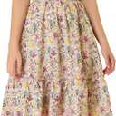 Allegra K Women's Knee Length Skirt Floral Elastic Waist Flowy Tiered A-Line Ruffle Skirt, XL