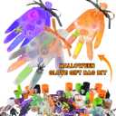 296PCS Halloween Party Favors Gloves, 24Sets Purple Orange White Gloves Stuffed Bulk Non-Candy Halloween Goodie Bags Fillers Trick or Treat Bag for Halloween Party Supplies Birthday Classroom Gifts