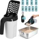 MYPIN Cat Litter Scooper with Holder, Upgraded Cat Litter Shovel with Bags and Waste Can, Cat Scooper with Extra 135 Count Litter Waste Bags, Large Capacity Portable Litter Shovel