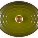 Le Creuset Enameled Cast Iron Signature Oval Dutch Oven, 8 qt., Olive with Gold Knob