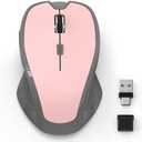 Azmall Wireless Bluetooth Mouse for MacBook, Laptop, iPad Air/Pro, Rechargeable Silent Optical Mouse with Jiggler, Dual Mode Bluetooth 5.2/3.0 & 2.4G USBA/USBC Type-C Receiver (Pink) (Missing Pieces)