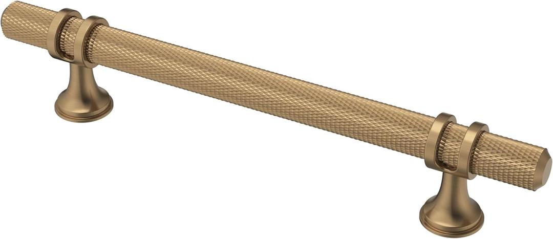 Alzassbg 10 Pack Champagne Bronze Cabinet Pulls, 5 Inch(128mm) Hole Centers Knurled Cabinet Handles Kitchen Hardware for Cabinets and Drawers AL3087BRG