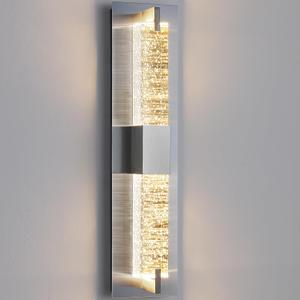 WOSHITU LED Wall Sconce Light: 19 Inch Nickel Modern Sconces Wall Lighting 3000K Dimmable Crystal Wall Lamps Indoor Bathroom Sconce Wall Mount Light Fixtures for Living Room/Bedroom/Hallway