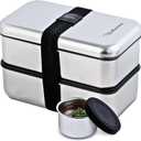 LEAK Proof Stackable Stainless Steel Bento Box |Stainless Steel Lunch Box Adult| Metal Bento box|Metal Japanese Lunch Container |large compartment| Korean bentobox| Non toxic|Microwave safe (Silver)