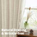 YoungsTex Linen Curtains 48 Inch Length, Short Semi Sheer Drapes with Rod Pocket Back Tab Light Filtering for Kitchen Bathroom Windows, 2 Panels, 30 X 48 Inch
