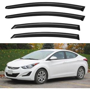 Window Visors Rain Guards for 2011-2016 Hyundai Elantra Sedan, Out-Channel Window Vent Wind Deflectors Visors Shades for 11-16 Elantra (EXCLUDES Elantra GT)