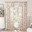 Lajode Floral Sheer Curtains for Living Room Window, Vintage Farmhouse Light Filtering Privacy Semi-Sheer Linen Curtains for Bedroom 96 Inch Length 2 Panels, Rod Pocket, Terracotta, Each 52 Inch Wide