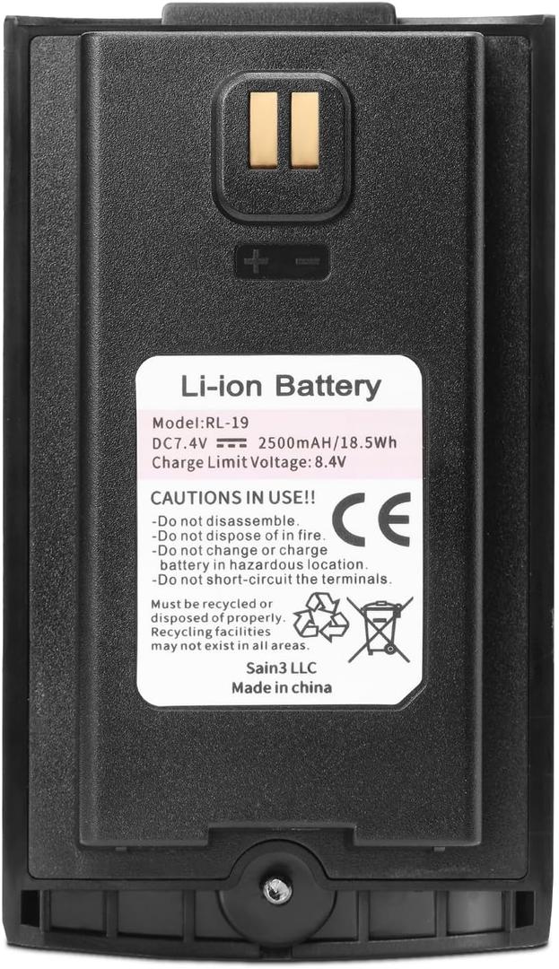 Radioddity RL-19 Original Battery, UHF VHF Dual Band Ham Radio Handheld Battery with Type-C Charging, Rechargeable, 2500mAh, 7.4V for GM-30 Plus, GC-5